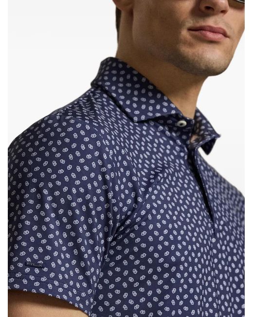 Ralph Lauren Blue Patterned Polo Shirt for men