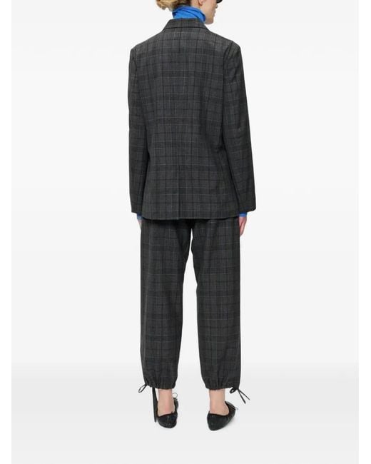 6397 Black Relaxed Sporting Check-Pattern Blazer