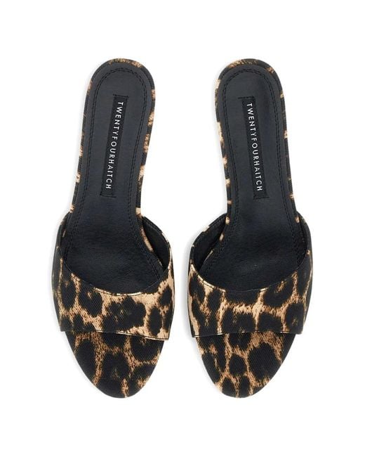 Twentyfourhaitch Natural Tiwa Animal-Print Mule Sandals