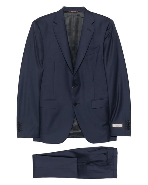 Canali Blue Single-Breasted Wool Suit for men