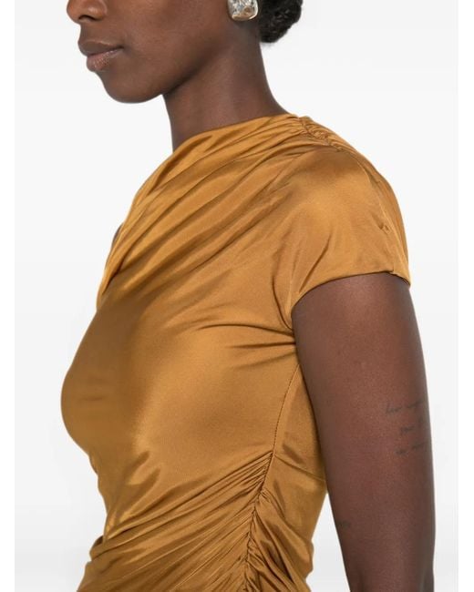 Galvan Metallic Cascading Off-Shoulder Dress