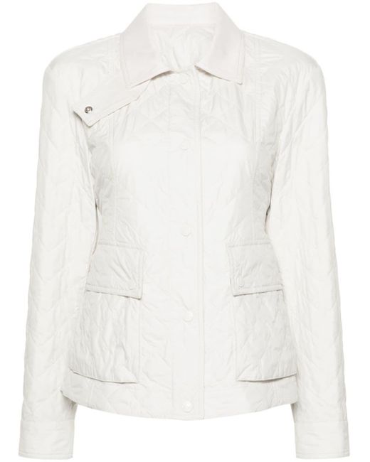 Moncler White Logo-patch Quilted Shirt Jacket