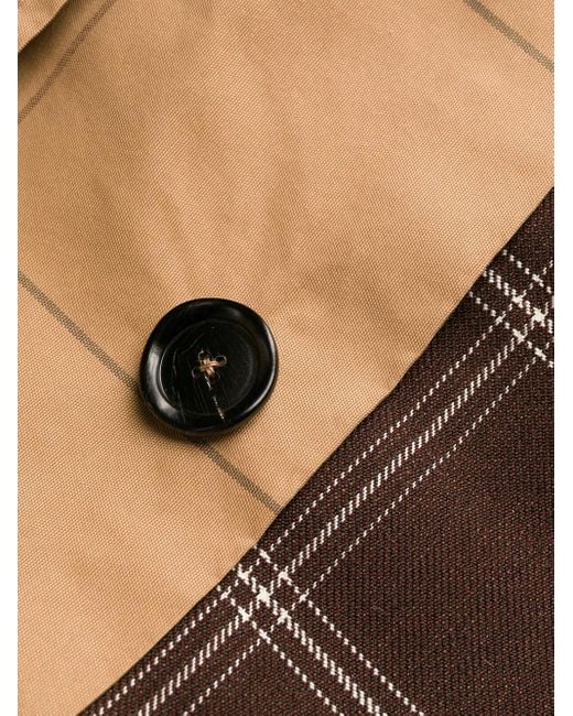 Marni Brown Two-Tone Checkered Trench Coat