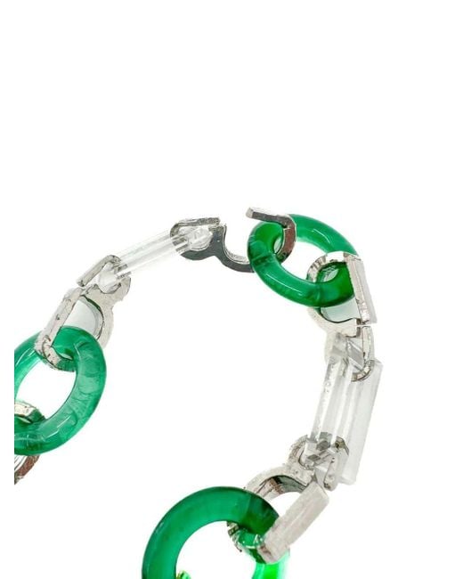 Kenneth Jay Lane Green Vintage Kenneth Lane Art Deco Inspired 'jade & Rock Crystal' Lariat 1970s