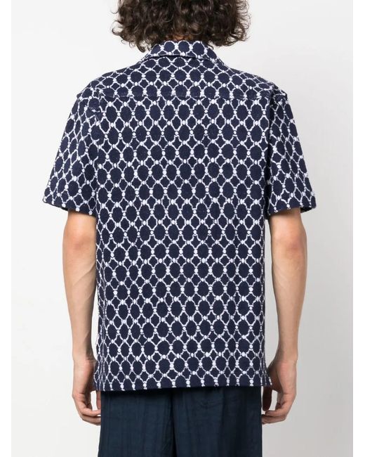 Orlebar Brown Blue Howell Geo Short-Sleeve Shirt for men