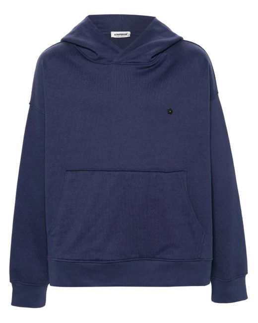 A PAPER KID Blue Logo-Plaque Cotton Hoodie