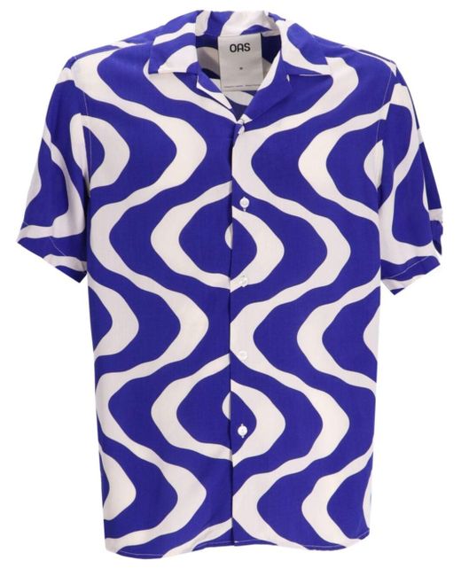 Oas Blue Swirl-print Short-sleeve Shirt for men