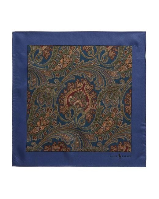 Polo Ralph Lauren Blue Paisley-Pattern Pocket Square for men