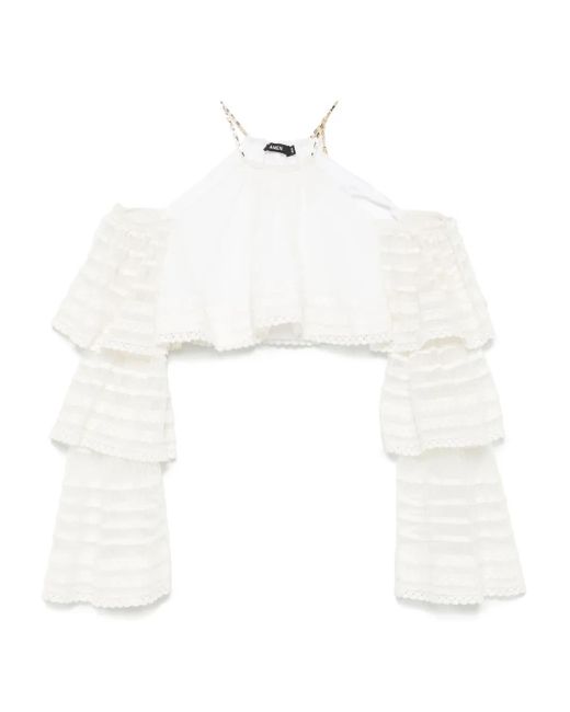 Amen White Bluse Mit Spitzendetail