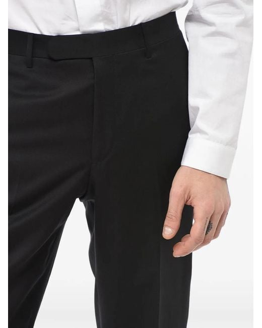 Corneliani Black Cc Collection Scalloped-Hem Trousers for men
