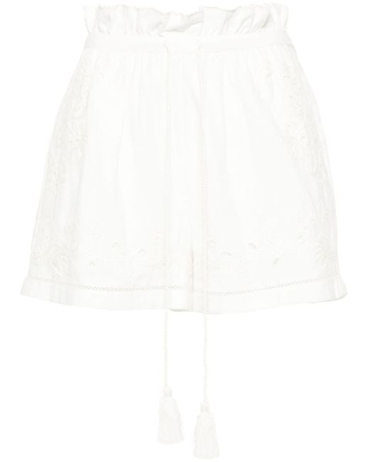 Twin Set White Broderie-anglaise Paperbag Shorts