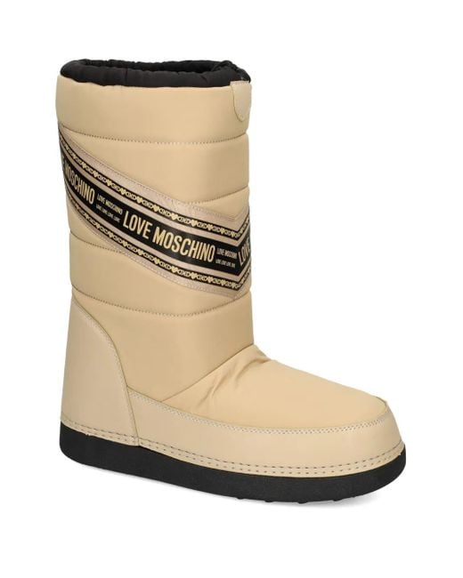 Love Moschino Natural Logo-Print Snow Boots