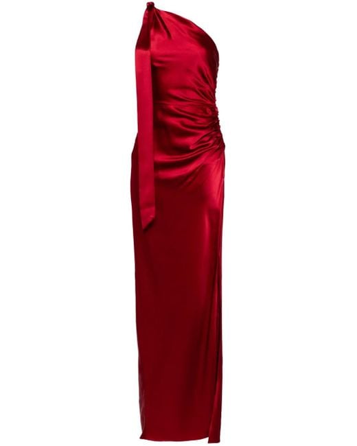 Michelle Mason アシンメトリー シルクドレス Red