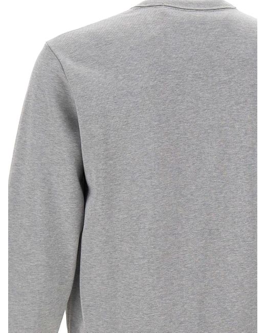 Boss Gray Embroidered-Logo Crew-Neck Sweatshirt for men