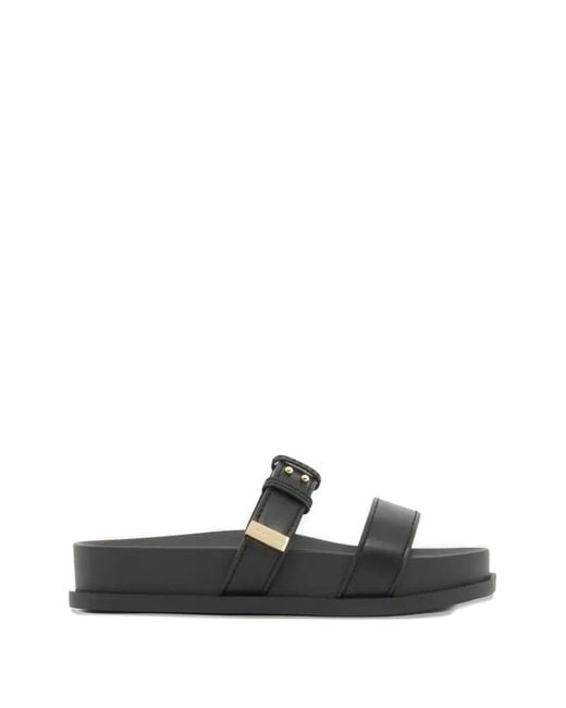 ARMANI EXCHANGE Black Two-Strap Buckled Sandals