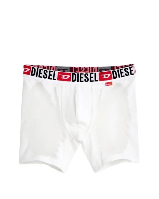 DIESEL White X Tinder Logo-Waistband Sheer-Panel Boxer Briefs for men