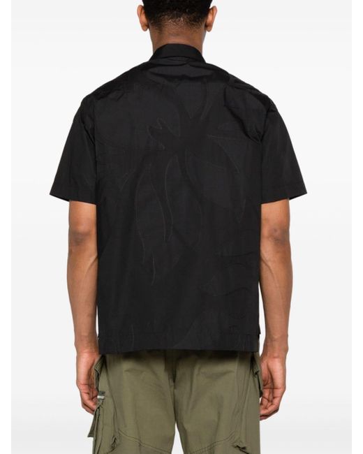 Sacai Black Motif-embroidered Poplin Shirt for men
