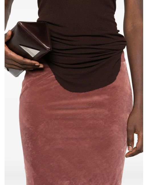 Rick Owens Red Ribbed-Waistband Fishtail Skirt