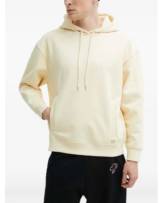 HUGO White Drawstring Pouch Hoodie for men