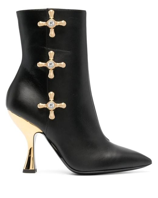 Moschino Black 100Mm Faucet-Detail Leather Boots