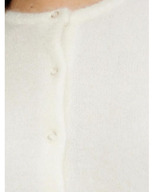 Gestuz White Press-Stud Cropped Cardigan