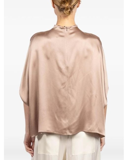 LAPOINTE Natural Satin Cape Blouse