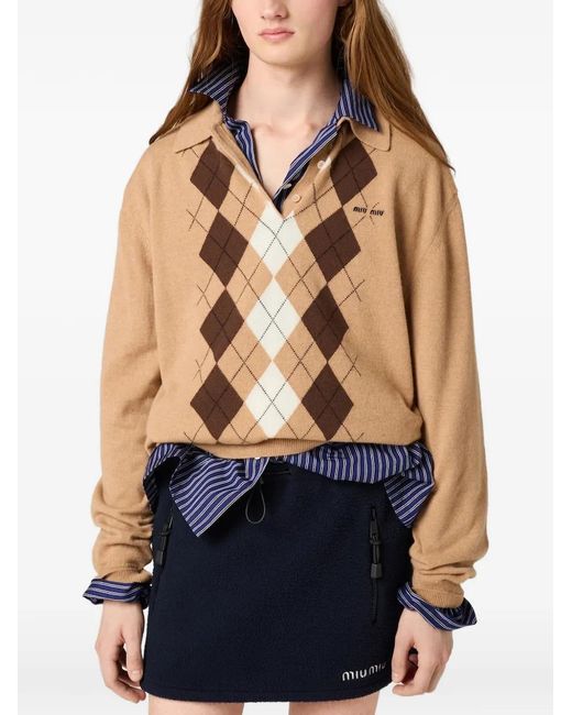Miu Miu Brown Cashmere Polo Shirt