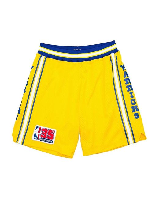 Mitchell & Ness Yellow Golden State Warriors 1980-81 Authentic Shorts for men