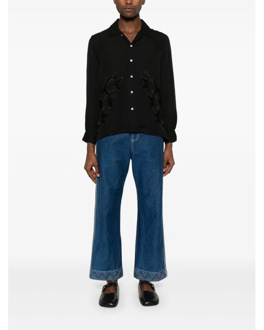 Bode Black Midnight Daffodil Shirt for men