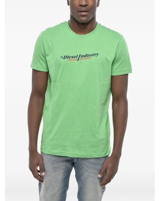 DIESEL Green Logo-Print Crew-Neck T-Shirt for men