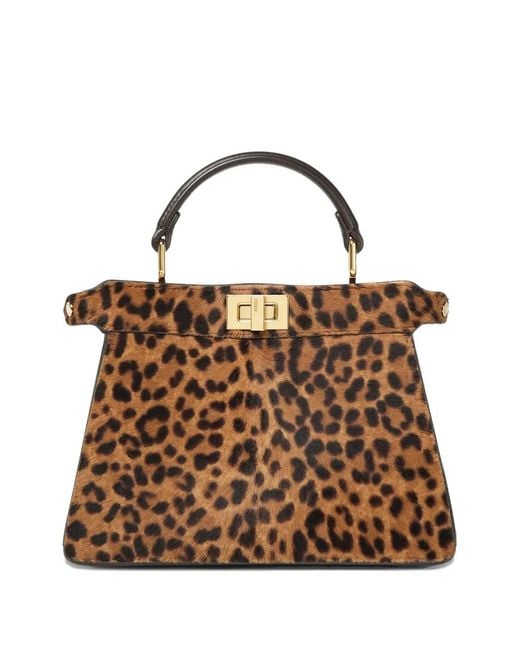 Fendi Brown Petite Peekaboo Iseeu Leopard-Print Tote Bag