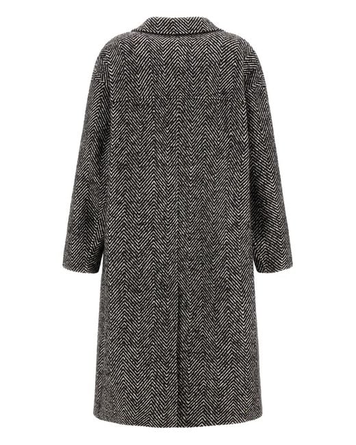Herno Gray Herringbone Coat