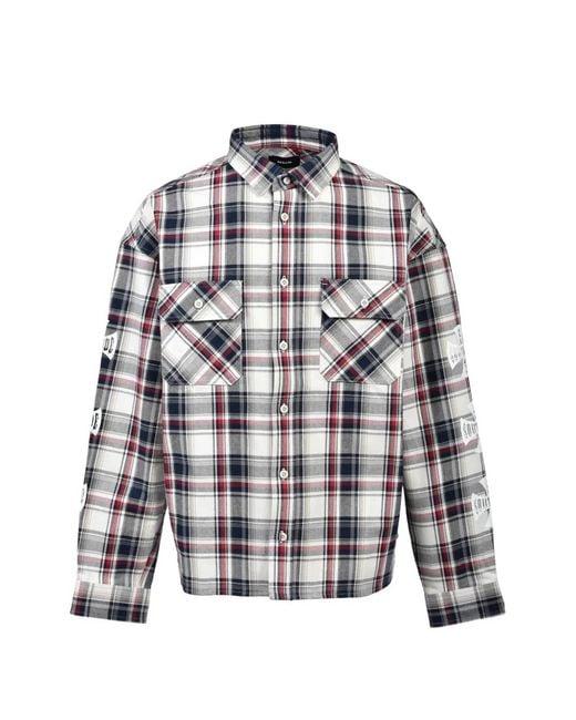 BREATH White Check-Pattern Graphic-Print Shirt for men