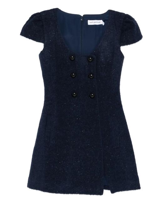 Vestido corto con botones Self-Portrait de color Blue