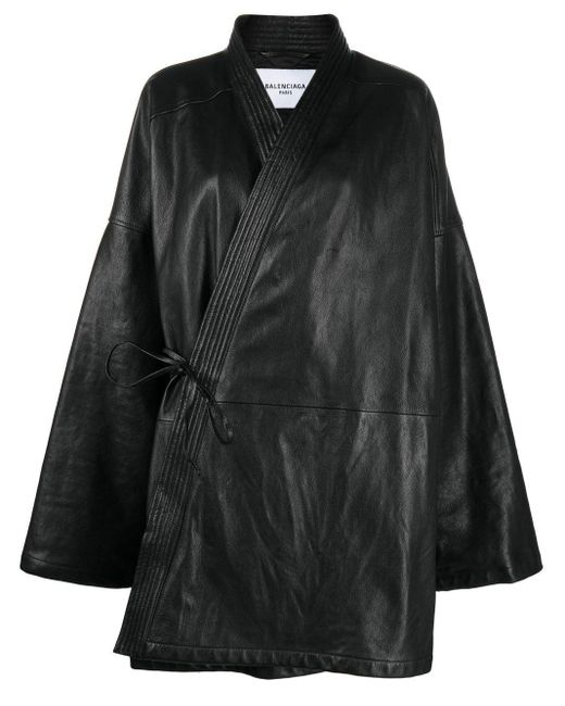 Balenciaga Black Karate Wrap Leather Jacket
