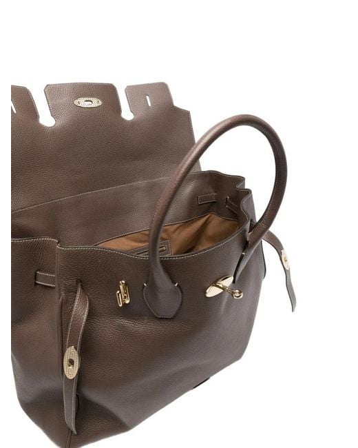 Eleventy Brown Grained-Leather Tote Bag for men