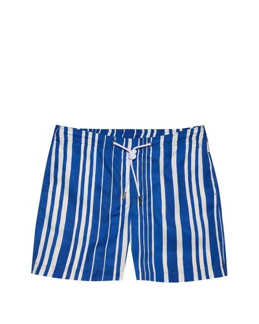 Orlebar Brown Blue Bulldog Drawcord Stripe-Print Swim Shorts for men