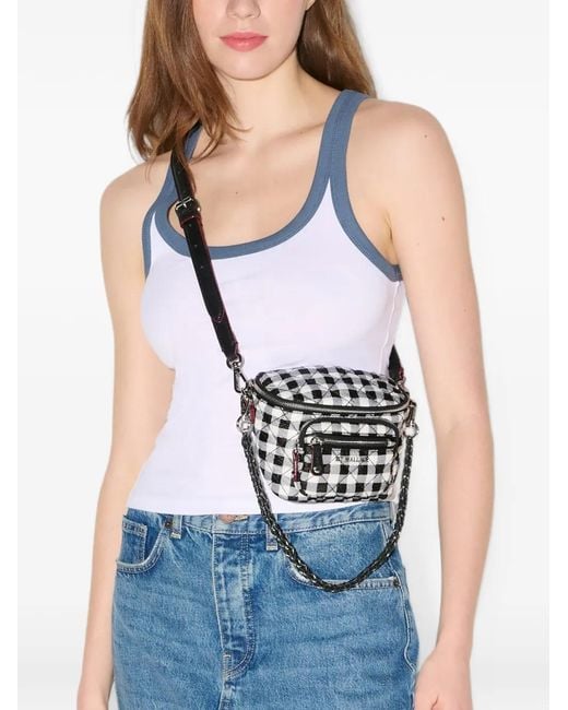 MZ Wallace Blue Micro Crosby Gingham Quilted Crossbody Bag