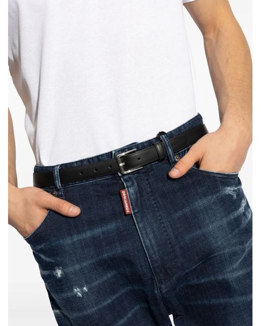 DSquared² White D2 Classic Buckle Belt for men