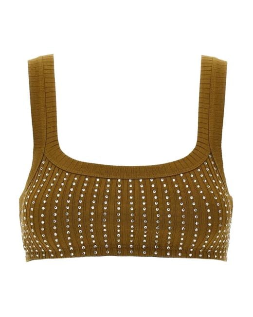 The Attico Brown Ribbed Cotton Jersey Top