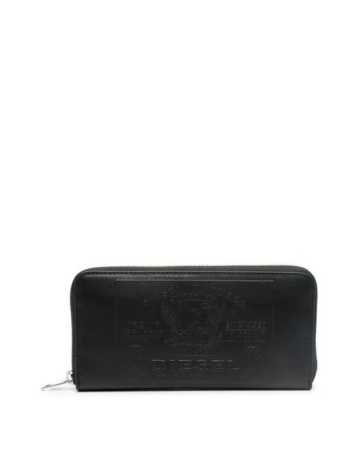 DIESEL Black Embossed-Logo Leather Wallet for men