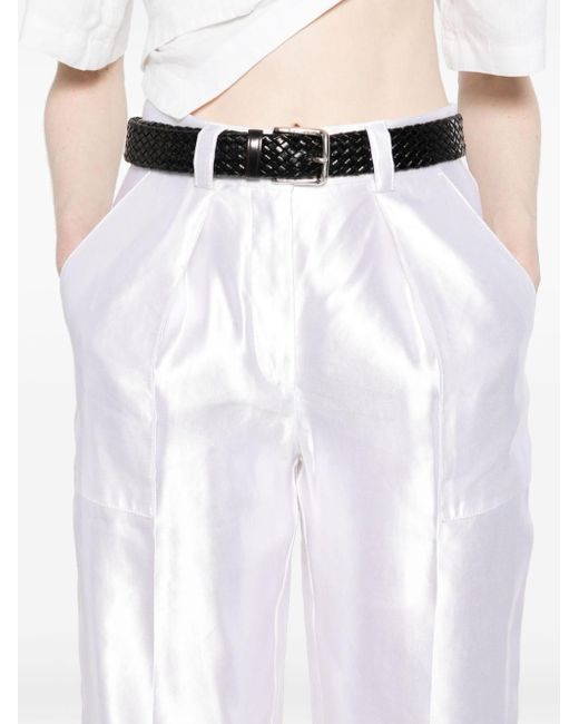 Pantalones de satén ajustados Giorgio Armani de color White