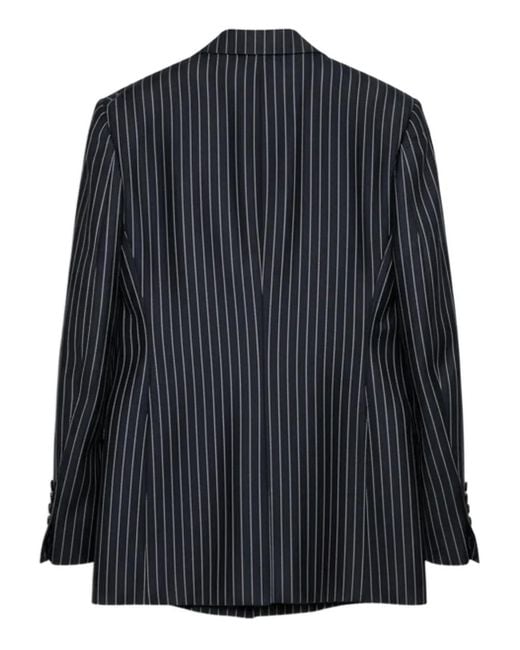 Tom Ford Blue Double-Breasted Pinstriped Blazer for men