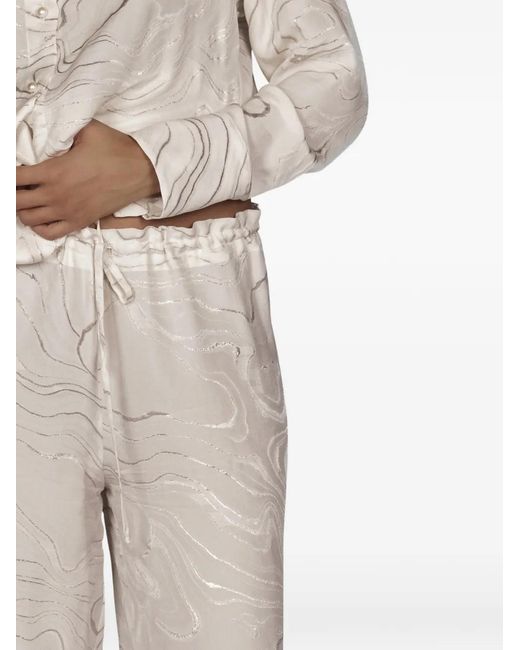Mia Peculiar White Pattern Palazzo Pants