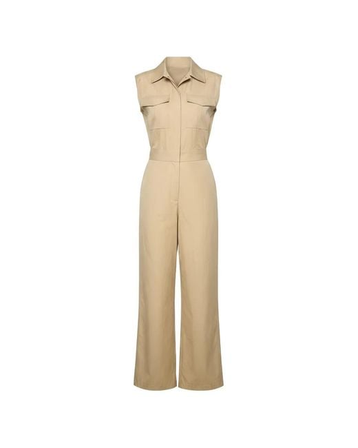 Pennyblack Natural Sleeveless Flap-Pocket Jumpsuit