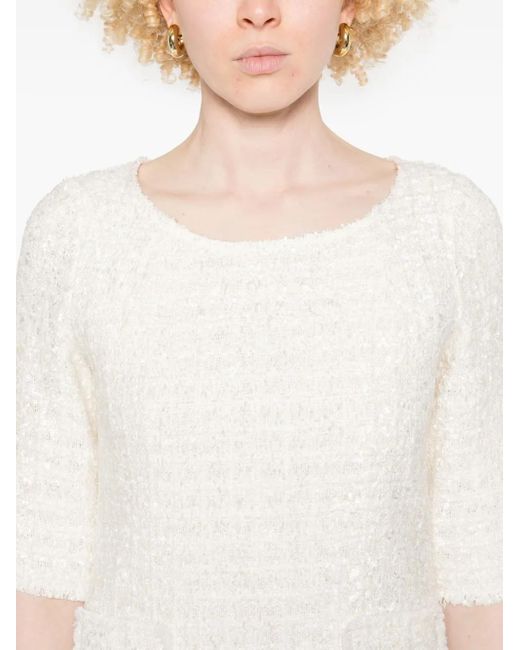 Vestido corto de bouclé Charlott de color White