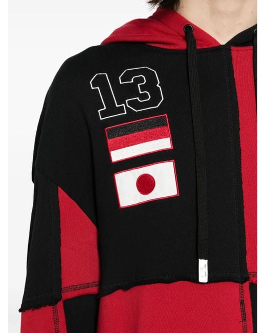 Haculla Red Handful Panelled Hoodie for men