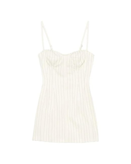 Dondup White Pinstripe-Print Corset-Style Mini Dress