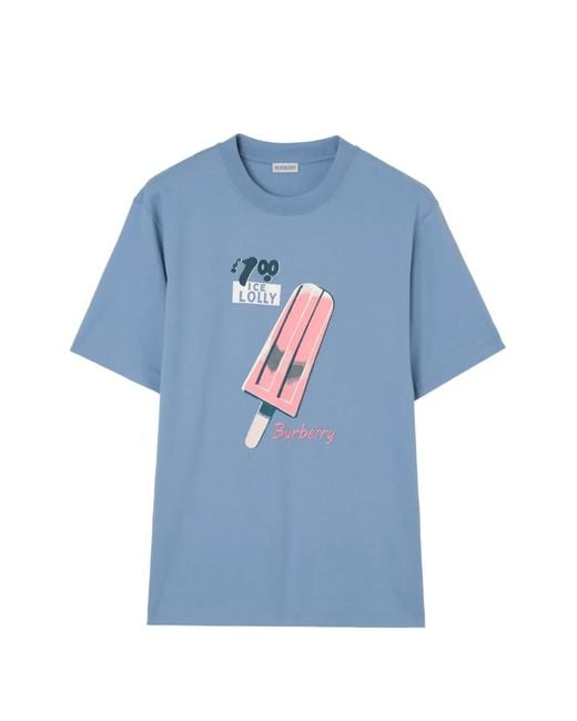 Burberry Blue Ice Lolly Cotton T-Shirt for men