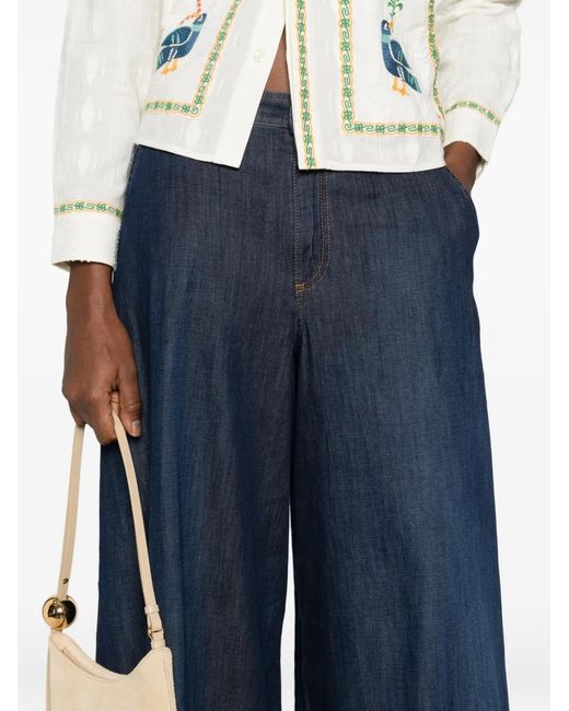 Twinset Blue Wide-Leg Cotton Jeans
